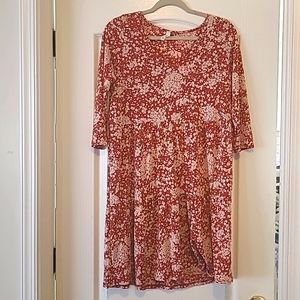 NWOT MTS Rust Floral Tiered Short Dress sz M